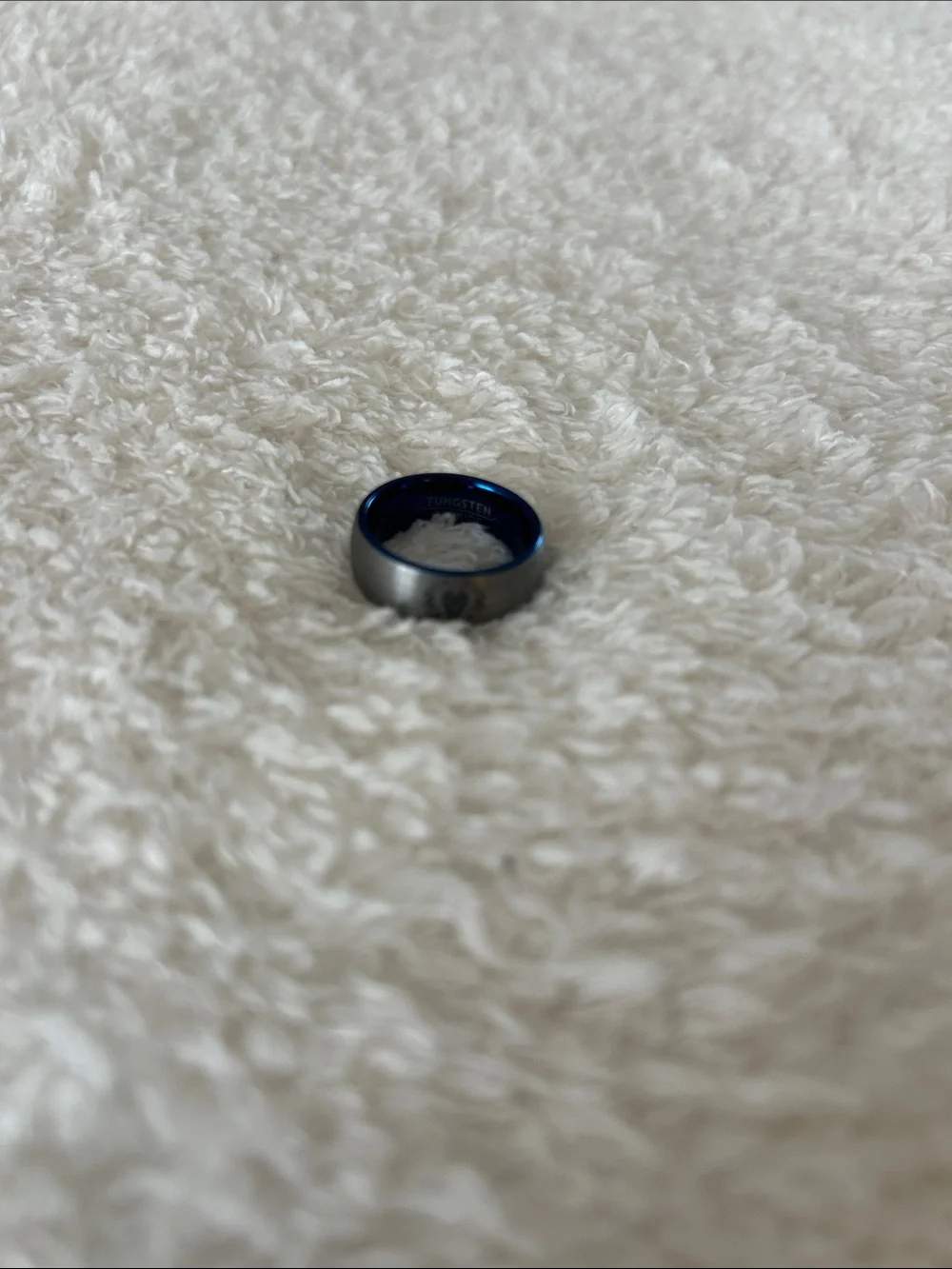 Tungsten Men's Blue-Trim Ring